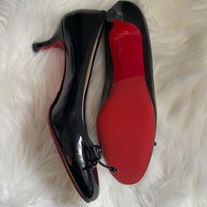 Black Christian Louboutin (red bottom) Kitten Heels